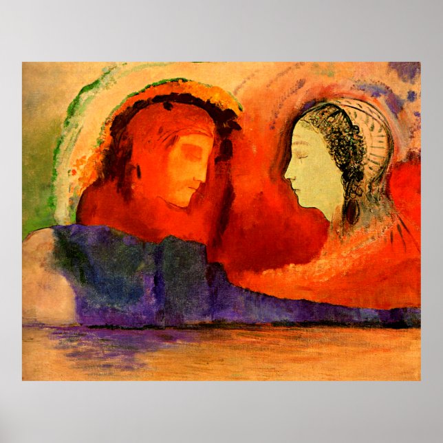 Dante et Beatrice, Kunstwerk von Odilon Redon, Poster (Vorne)