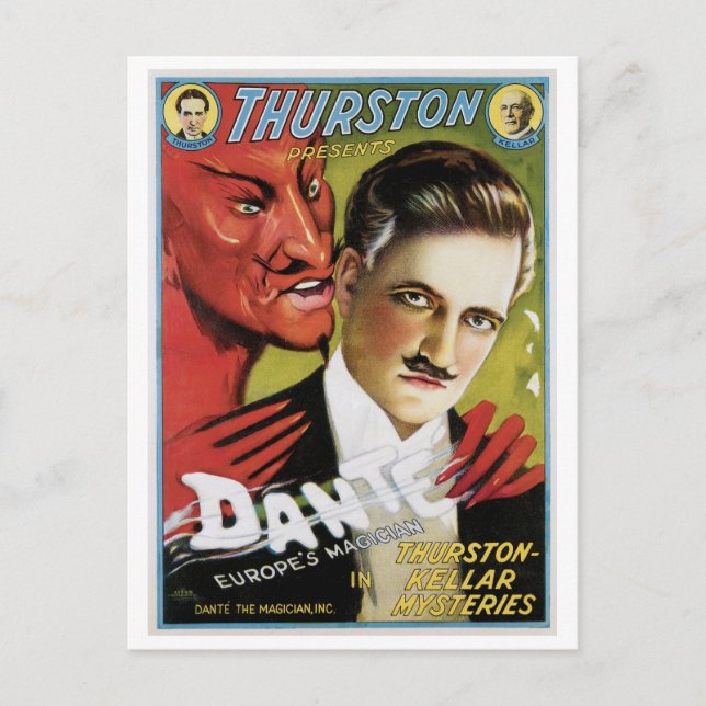 Dante ~ Europas Magician Vintag Magic Act Postkarte (Vorderseite)