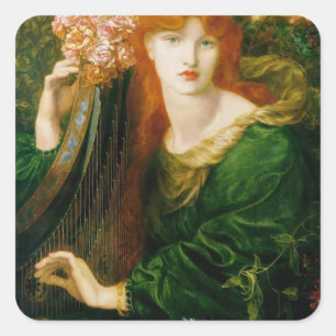 Dante Gabriel Rossetti- die Girlande Quadratischer Aufkleber