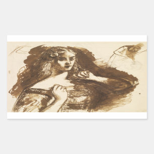Dante Gabriel Rossetti - Sketch in halber Länge Rechteckiger Aufkleber