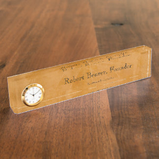 Dante Imitat-Endschreibtisch-Nummernschild mit Uhr Namensplakette