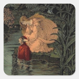 Dante mit Matilda am Fluss Lethe Quadratischer Aufkleber