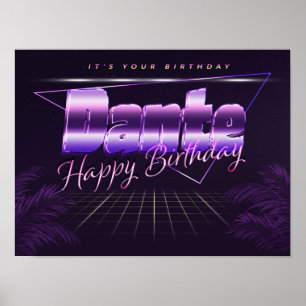 Dante Name Vorname lila retro Poster Geburtstag