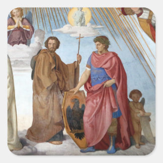 Dante trifft Justinian in Paradiso Quadratischer Aufkleber