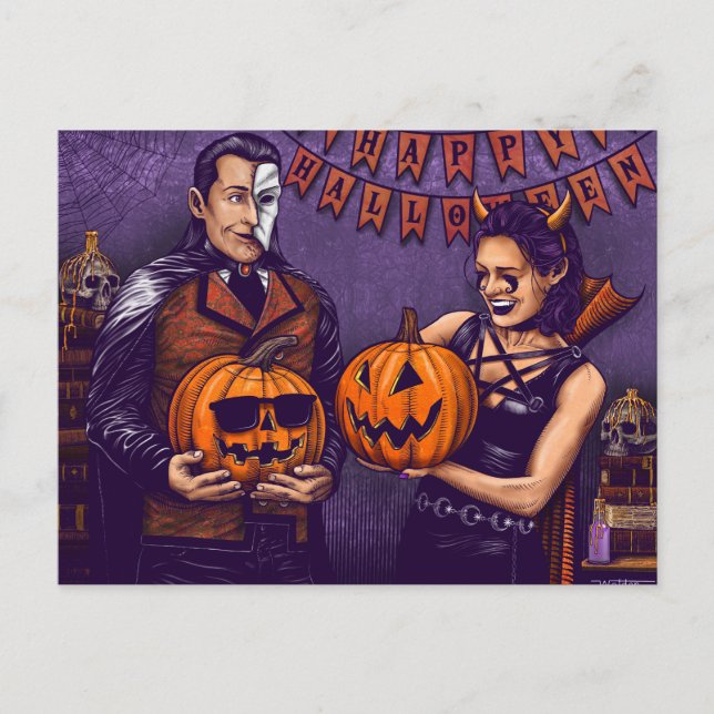 Dante und Aria Halloween Postkarte (Vorderseite)