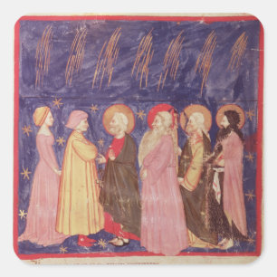 Dante und Beatrice mit den Heiligen des Paradieses Quadratischer Aufkleber