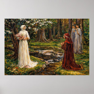 Dante und Beatrice von John William Waterhouse Poster