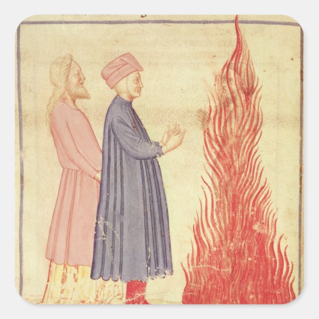 Dante und Virgil erkennen Ulysees Quadratischer Aufkleber (Vorderseite)