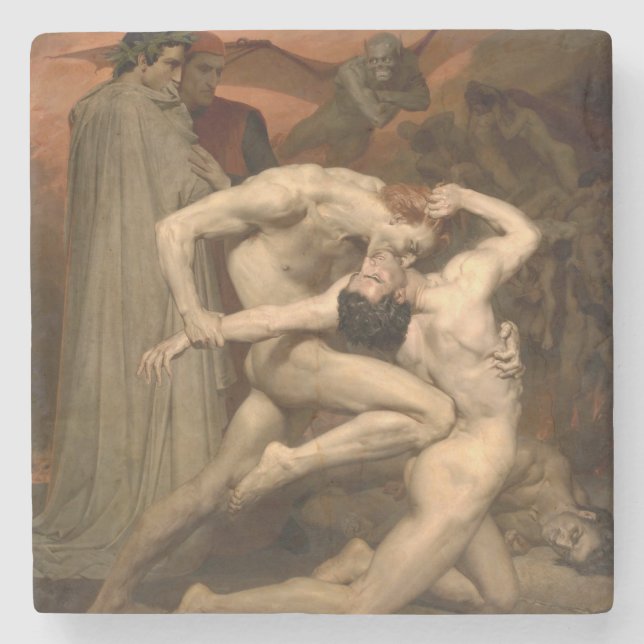 Dante und Virgil in Hell (von Bouguereau) Steinuntersetzer (Vorderseite)