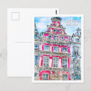 Danzig Gdansk Polen Reise Wasserfarben Skizze Postkarte