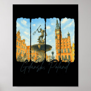 Danzig Polen Reisende Pinselstrich Danzig Souvenir Poster