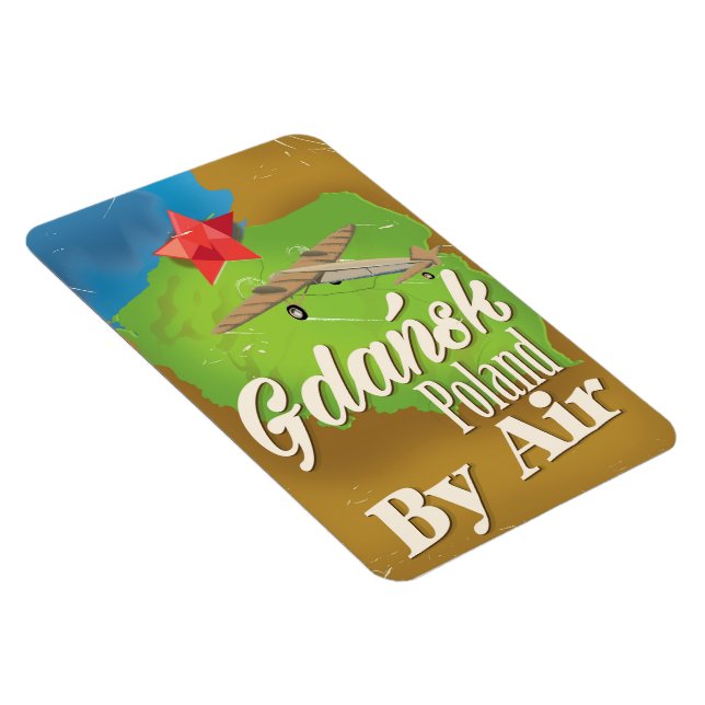Danzig Polen Vintages Flugplakat Magnet (Rechte Seite)