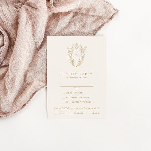DAPHNE Elegante Cream Gold Formal Wedding RSVP Car Karte