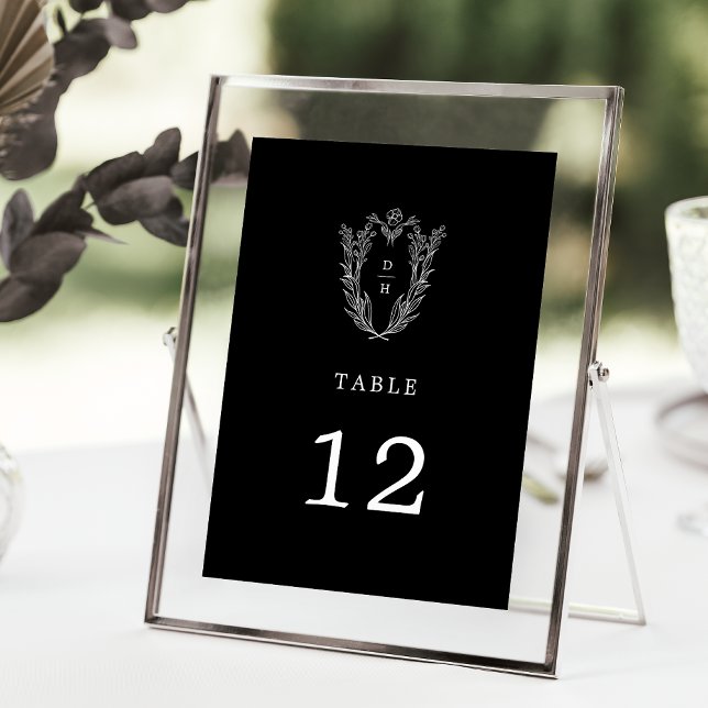 DAPHNE Floral Dark Black Wedding Tischnummern (DAPHNE Floral Dark Black Wedding Table Numbers)