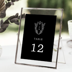 DAPHNE Florale dunkle schwarze Hochzeitstischnumme Einladung