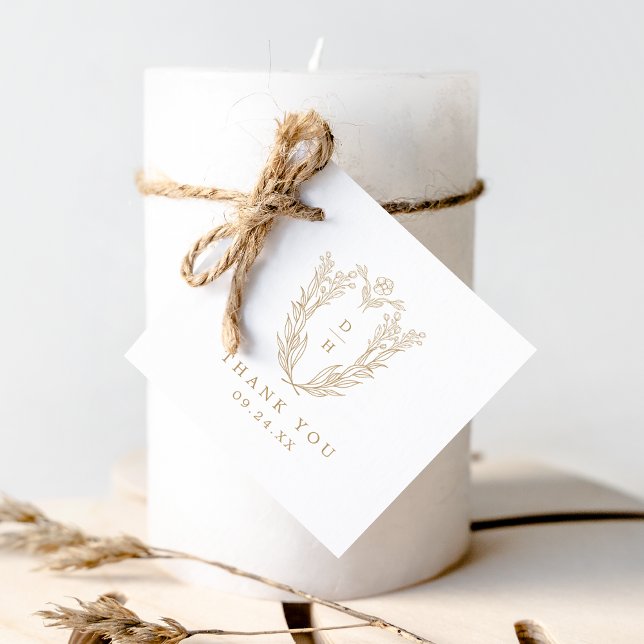 DAPHNE Gold White Wappen Einfache Hochzeit Vielen  Geschenkanhänger (DAPHNE Gold White Crest Simple Wedding Thank You Favor Tags)