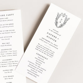 DAPHNE Greenery Schwarz-weiß Wappen Monogram Weddi Programm