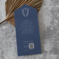 DAPHNE QR Code Dark Blue Minimalistisch Floral Wed