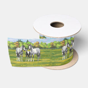 Daple Gray Pinto Paint Horses In Summer Pasta Satinband