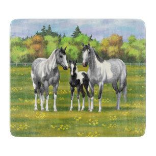 Daple Gray Pinto Paint Horses In Summer Pasta Schneidebrett