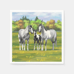 Daple Gray Pinto Paint Horses In Summer Pasta Serviette