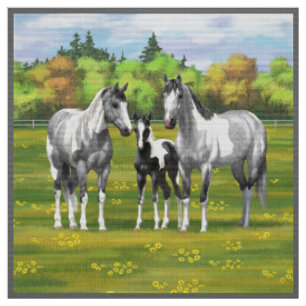 Daple Gray Pinto Paint Horses In Summer Pasta Stoff