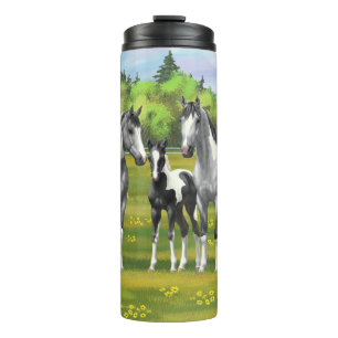 Daple Gray Pinto Paint Horses In Summer Pasta Thermosbecher