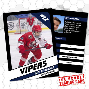 D'appel Carte à échanger de hockey sur glace bleu vibrant 