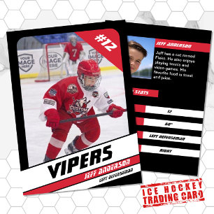 D'appel Carte à échanger de hockey sur glace en rouge noir