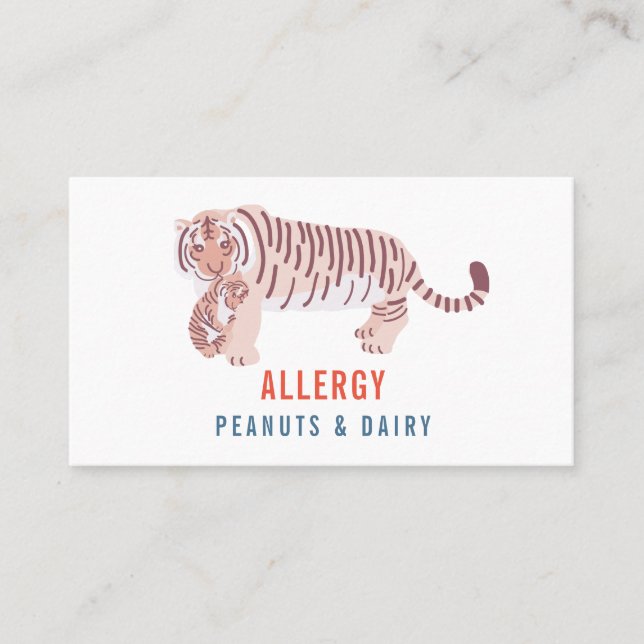 D'appel Carte d'alerte Médicale pour les enfants Tiger & C (Devant)