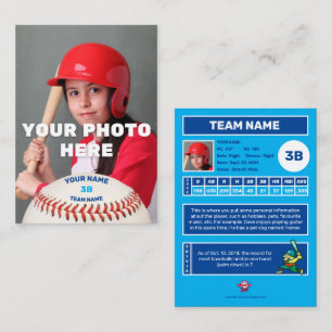 D'appel Carte de baseball Bleu arrière - Statistiques pers