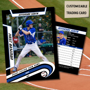 D'appel Carte de Baseball Bleu Vivant Noir