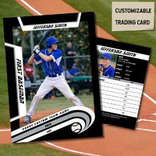 D'appel Carte de Baseball Éclatante Argent Noir