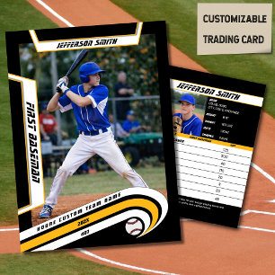 D'appel Carte de Baseball Jaune Vive Noir