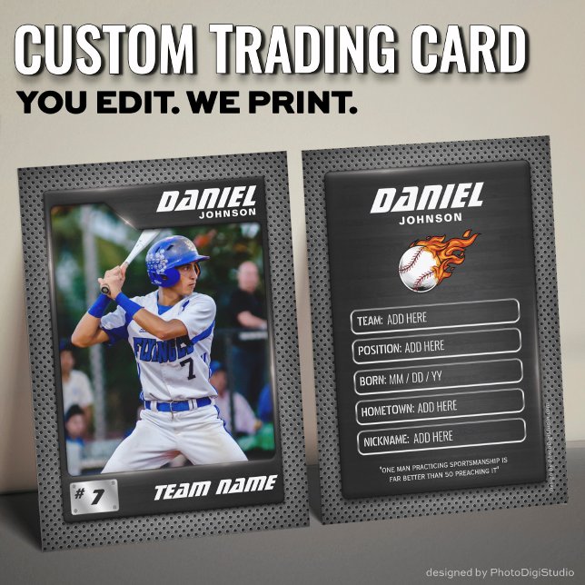 D'appel Carte de baseball personnalisée, sport graphite no (Custom Baseball Trading Card, Graphite Player Card)