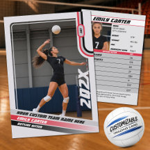 Carte de commerce de volley-ball personnalisée rou