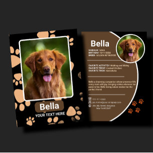 D'appel Carte de commerce personnalisée pour animaux de co