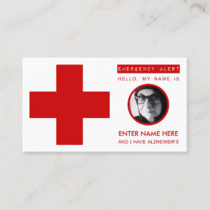 D'appel carte de contact d'urgence alzheimer