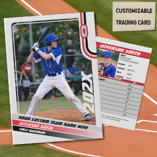 D'appel Carte de joueur de baseball personnalisée rouge gr