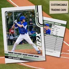 D'appel Carte de joueur de baseball personnalisée vert gri