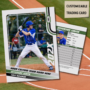 D'appel Carte de joueur de baseball personnalisée vert gri