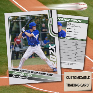D'appel Carte de joueur de baseball personnalisée vert gri