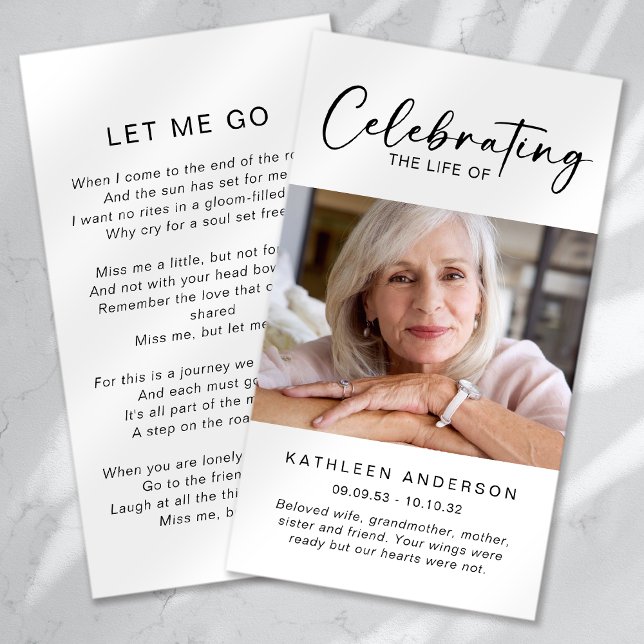 D'appel Carte de prière commémorative | Célébrer la vie de (Créateur téléchargé)
