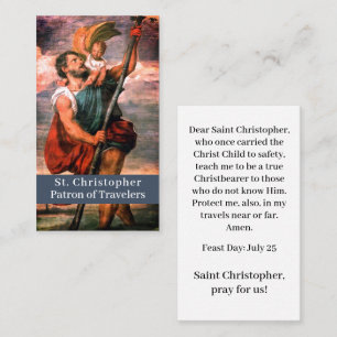 D'appel Carte de prière personnalisée Saint Christopher