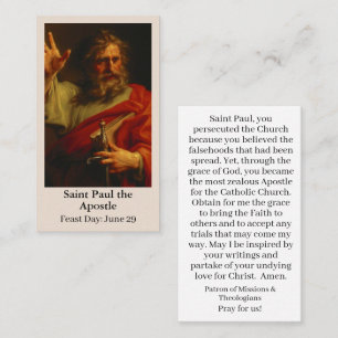 D'appel Carte de prière personnalisée St. Paul