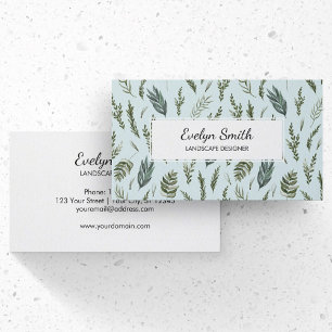 D'appel Carte de visite à motif botanique de feuilles vert