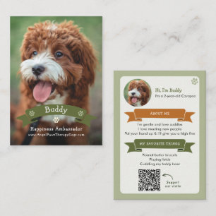 D'appel Carte de visite de chien de thérapie avec QR code