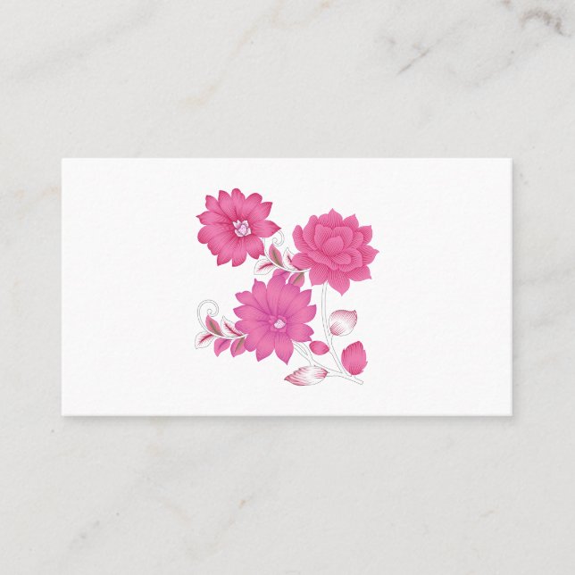 D'appel Carte de visite florale élégante rose (Devant)