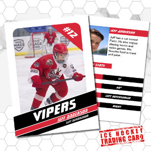D'appel Carte d'échange de hockey sur glace en rouge et bl