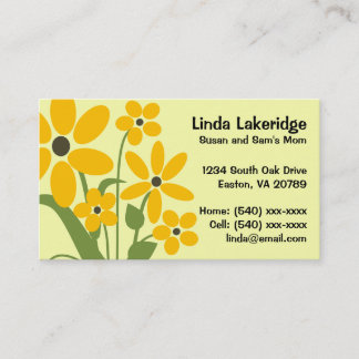 D'appel Carte d'information de contact de maman de fleurs